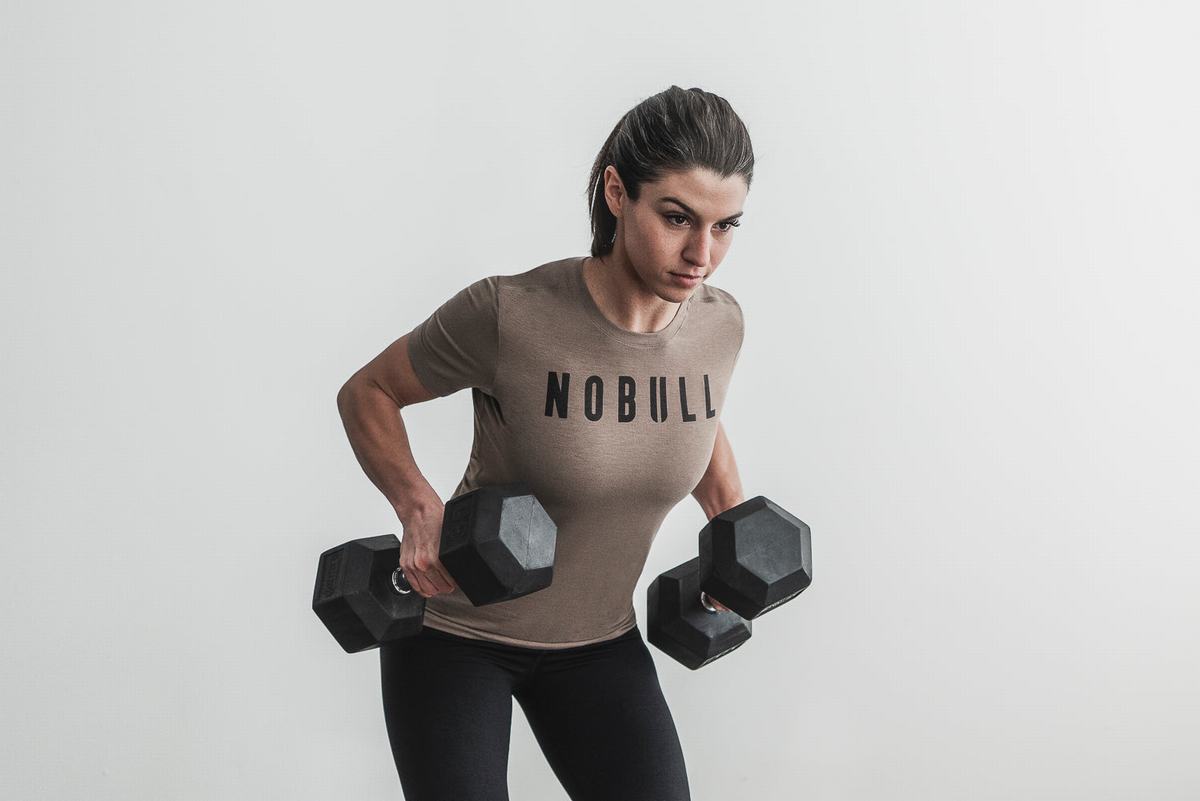 Nobull Women's T Shirts Light Brown | Australia (UB2074)